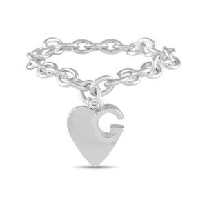 Gucci Sterling Silver Charlotte G Heart Chain Heart Chain Bracelet NIB